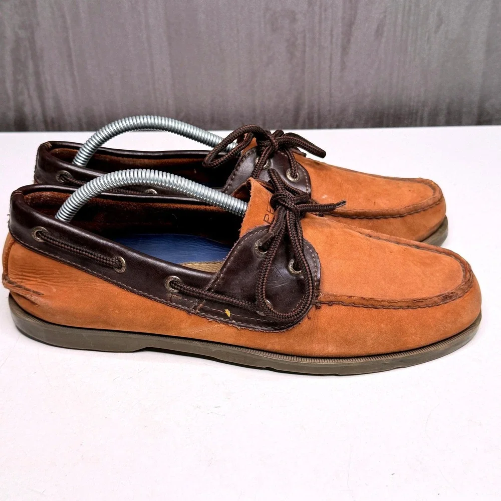 Sperry Top-Sider Boat Shoes Mens Sz 9.5 Leeward 2 Eye Tan Brown Leather 0777896